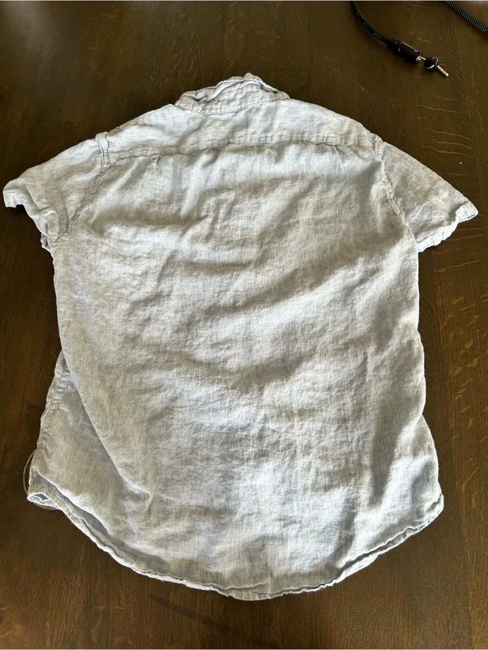 Banana republic linen cotton blend short sleeve button down shirt light gray